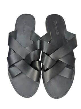 Madewell Womens Boardwalk Black Woven Slide Sandal Size 8.5